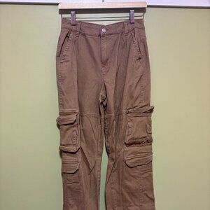 Tan Wide Leg Cargo Pants